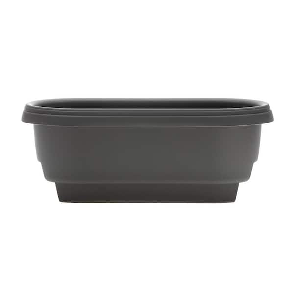 Medium 24 in. Charcoal Gray Resin Balcony Deck Rail Planter