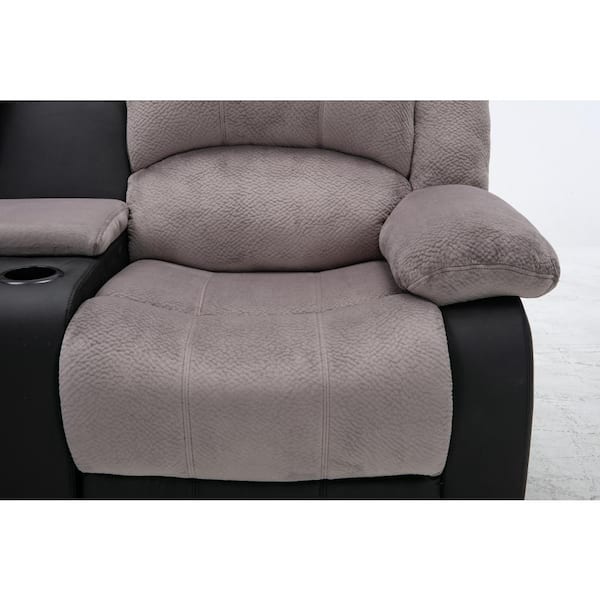 Nathaniel Home Fabric Chair Reclining Sofa with Soft Thick Cushion Blue Grey - 72007-91DG