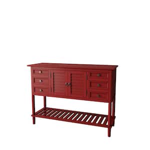 45 in. Red Modern Standard Rectangle Wood Console Table Sofa Table with 6-Drawers