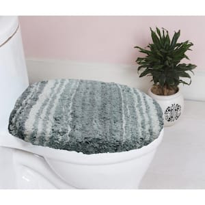 100% Cotton Gradiation Collection Machine Washable 18x18 Toilet Lid Cover, Gray