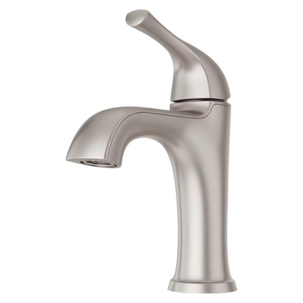 McAllen Single Handle Low Arc Single Hole Bathroom Faucet with Drain Kit Included in Spot Defense Brushed Nickel