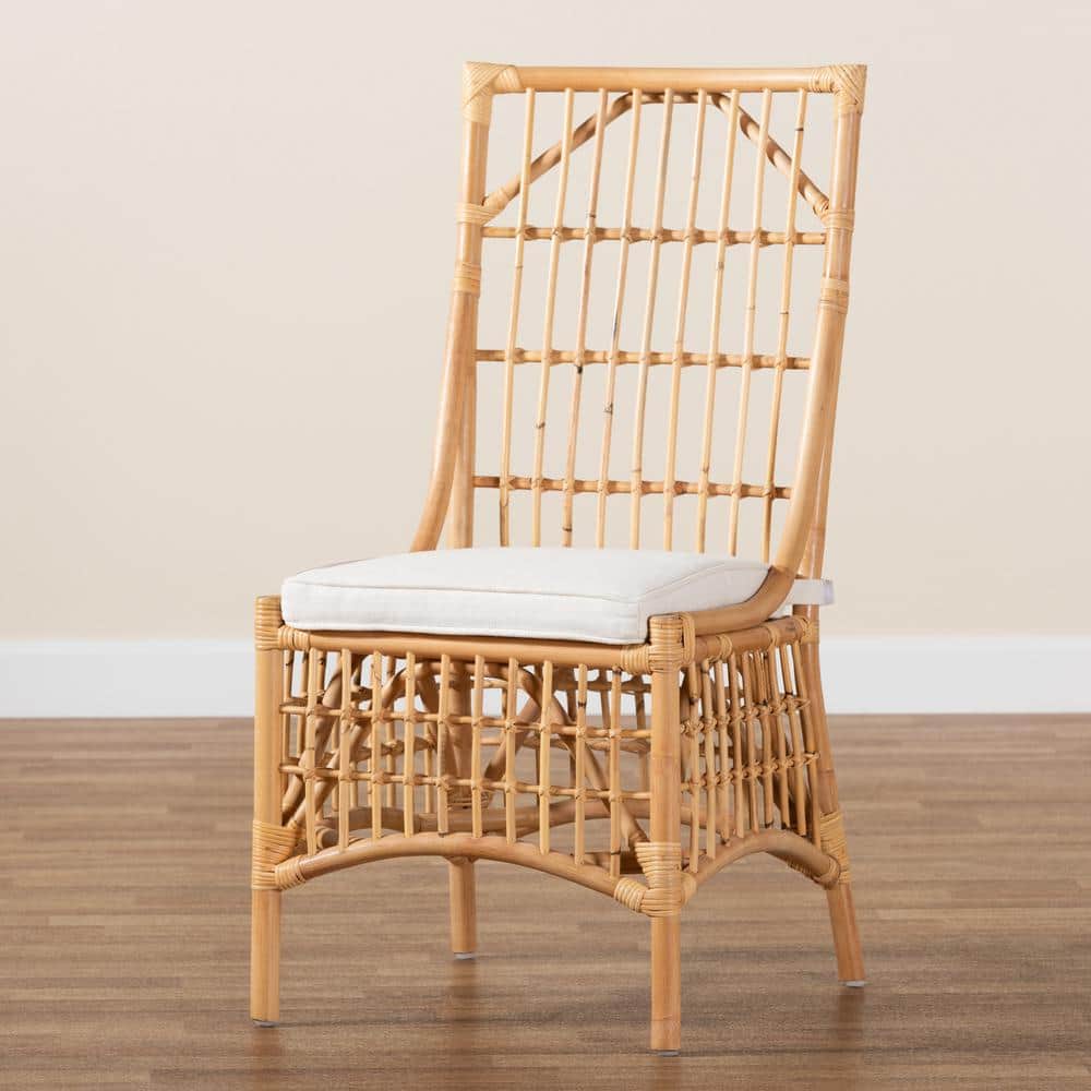 Serene White Cushioned Rattan & Cane Low Arm Chair