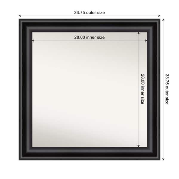 Amanti Art Grand Black 33.75 in. x 33.75 in. Custom Non-Beveled Recycled Polystyrene Framed Bathroom Vanity Wall Mirror