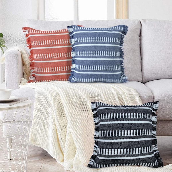 La Jolla Outdoor Striped Water Resistant Square Throw Pillows - Set of 4  Black/White -, 1 unit - Fry's Food Stores