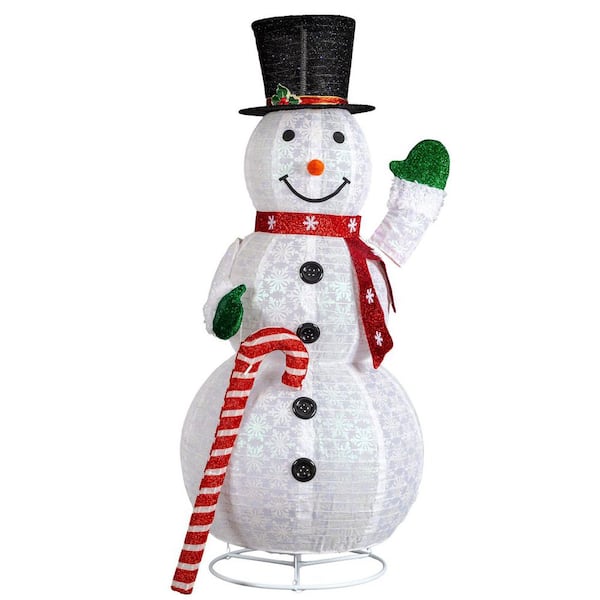 67 in. Snowman Holding Candy Canewith 200 LED Lights Christmas Decoration