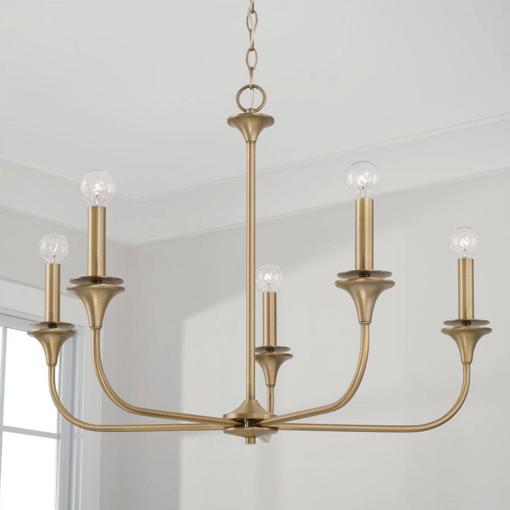 Presley Aged Brass 5-Light Candle Style Chandelier