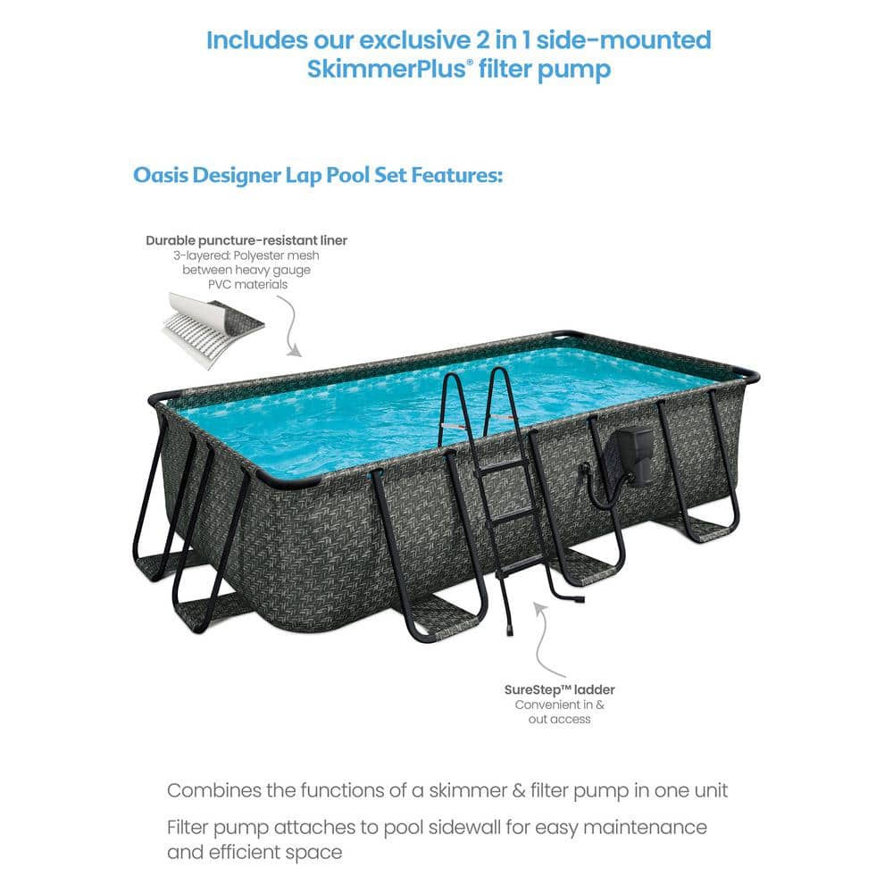13ft x 7ft Gray Rectangular Above Ground Lap Pool with Filter and Pump