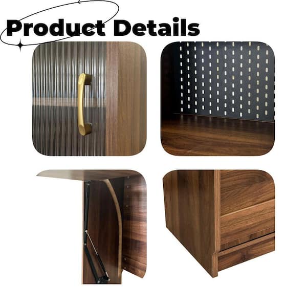 anpport Mid-Century Modern 49.12 in. Foldable Brown Wood Computer