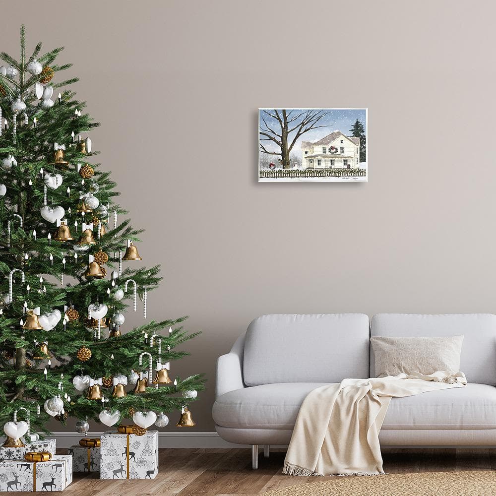Charming Winter Scene White and Brown MDF Wood Wall Art