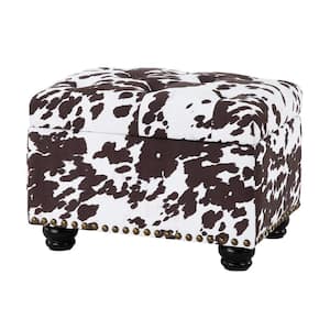 Designs4Comfort 5th Avenue Brown Cow Print Polyester Rectangle Storage Ottoman