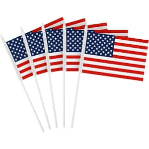 0.34 ft. x 0.5 ft. Polyester USA Handheld Printed Flag 150D (12-Pack)