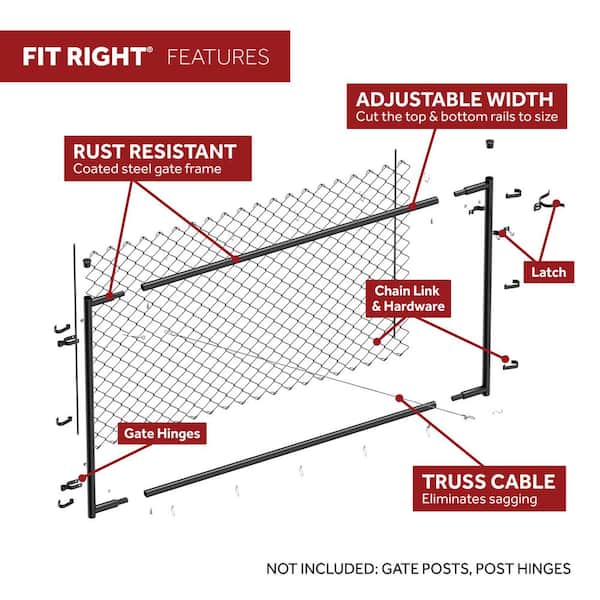 Fit-Right 4 ft. H Adjustable Walk Gate Kit, Square Corner Frame - Black
