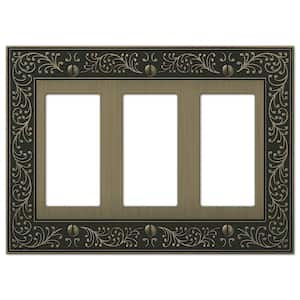 English Garden 3 Gang Rocker Metal Wall Plate - Brushed Brass