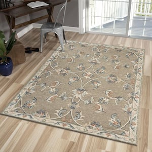 Rory Classic Cream/Gray 7 ft. x 9 ft. Mirroring Floral Bloom Area Rug