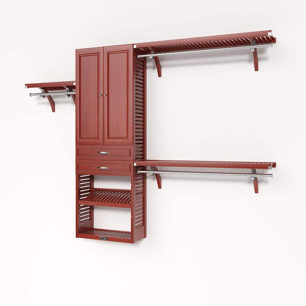 72 in. W - 120 in. W Red Mahogany Reach in with 2 Drawers and Wood Door 12 in. Shelf Wood Closet System price history on PriceWatchPro