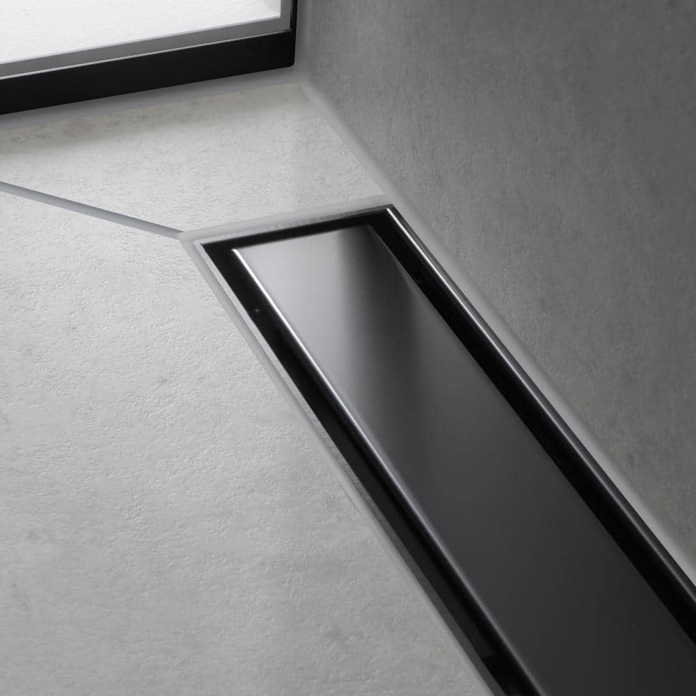 Matte Black Stainless Steel Linear Tileable Shower Drain