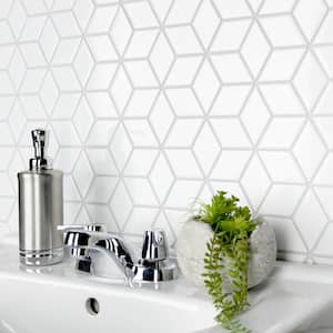 Metro Rhombus Glossy White 10-1/2 in. x 12-1/8 in. Porcelain Mosaic Tile (9.0 sq. ft./Case)