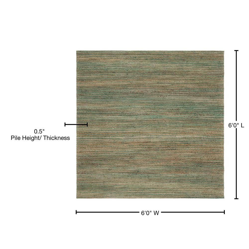 Sage and Natural Handwoven Cotton Square Area Rug