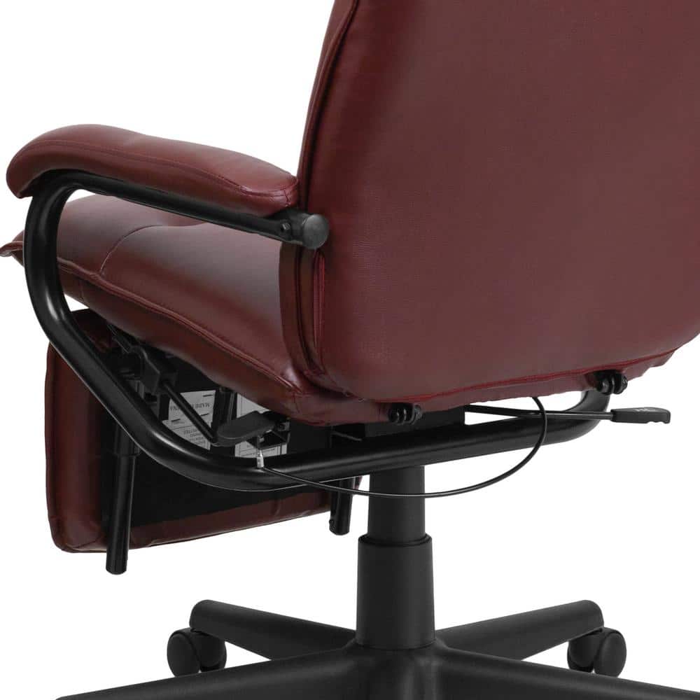 Burgundy High-Back LeatherSoft Swivel Executive Chair with Footrest