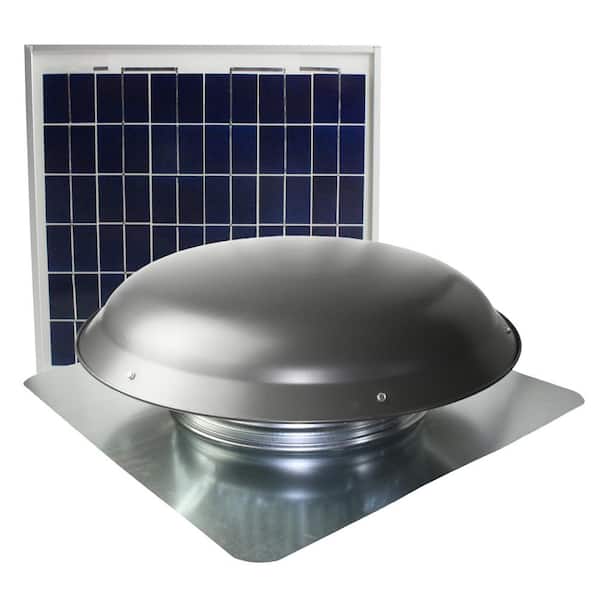 Maxx Air 433 CFM Grey Solar Powered Roof Attic Vent with Roof-Mounted Solar Panel