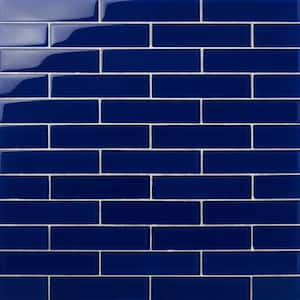 Contempo Blue 2 in. x 8 in. Polished Glass Floor and Wall Tile (36 pieces 4 sq. ft. /Box)