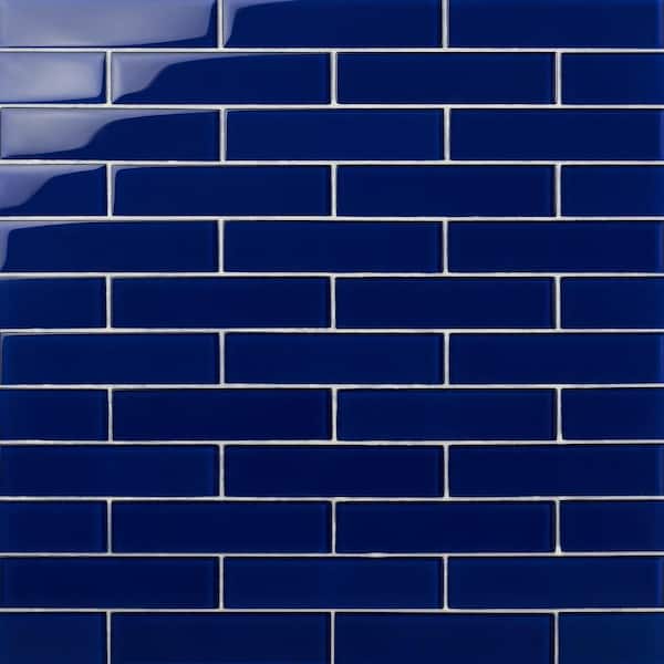 Contempo Blue 2 in. x 8 in. Polished Glass Floor and Wall Tile (36 pieces 4 sq. ft. /Box)
