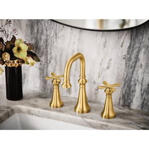 Colinet Traditional 8 in. Widespread Double Handle Bathroom Faucet in Brushed Gold (Valve Not Included)