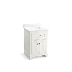 Charlemont 24 in. W x 22in. D x 36 in. H Single Sink Bath Vanity in White with Pure White Quartz Top and Backsplash