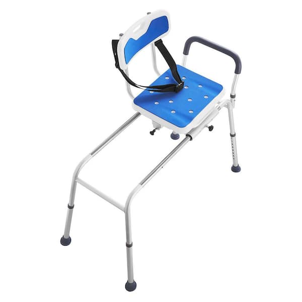 White Aluminum Sliding Tub Transfer Bench Shower Chair with 360 Degree Swivel Seat 400LBS