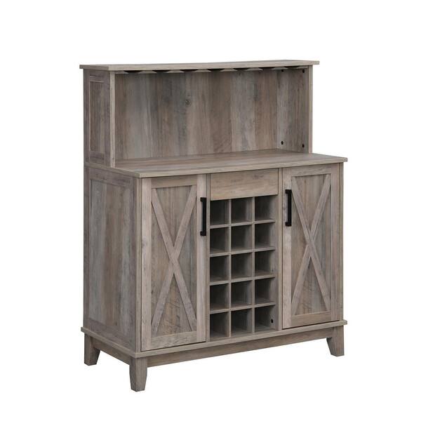 Home Source Industries Home Source Bar Cabinet with Wine Rack in Grey ...