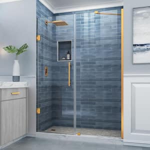 Belmore 55.25 to 56.25 in. W x 72 in. H Frameless Hinged Shower Door in Brushed Gold