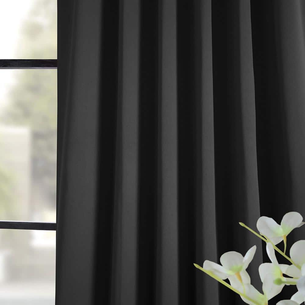 Jet Black Polyester Blackout Puddle Length Drape Panel