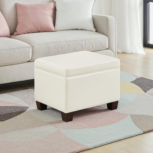 Convenience Concepts Designs4Comfort Madison Ivory Faux Leather Upholstery Storage Ottoman