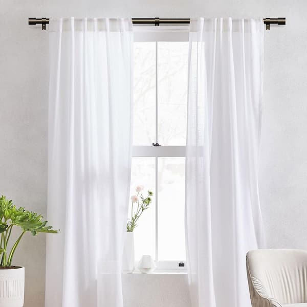 30 in. - 120 in. Adjustable Heavy Duty 1.4 in. Tension Curtain Rod in Antique Bronze with Finial