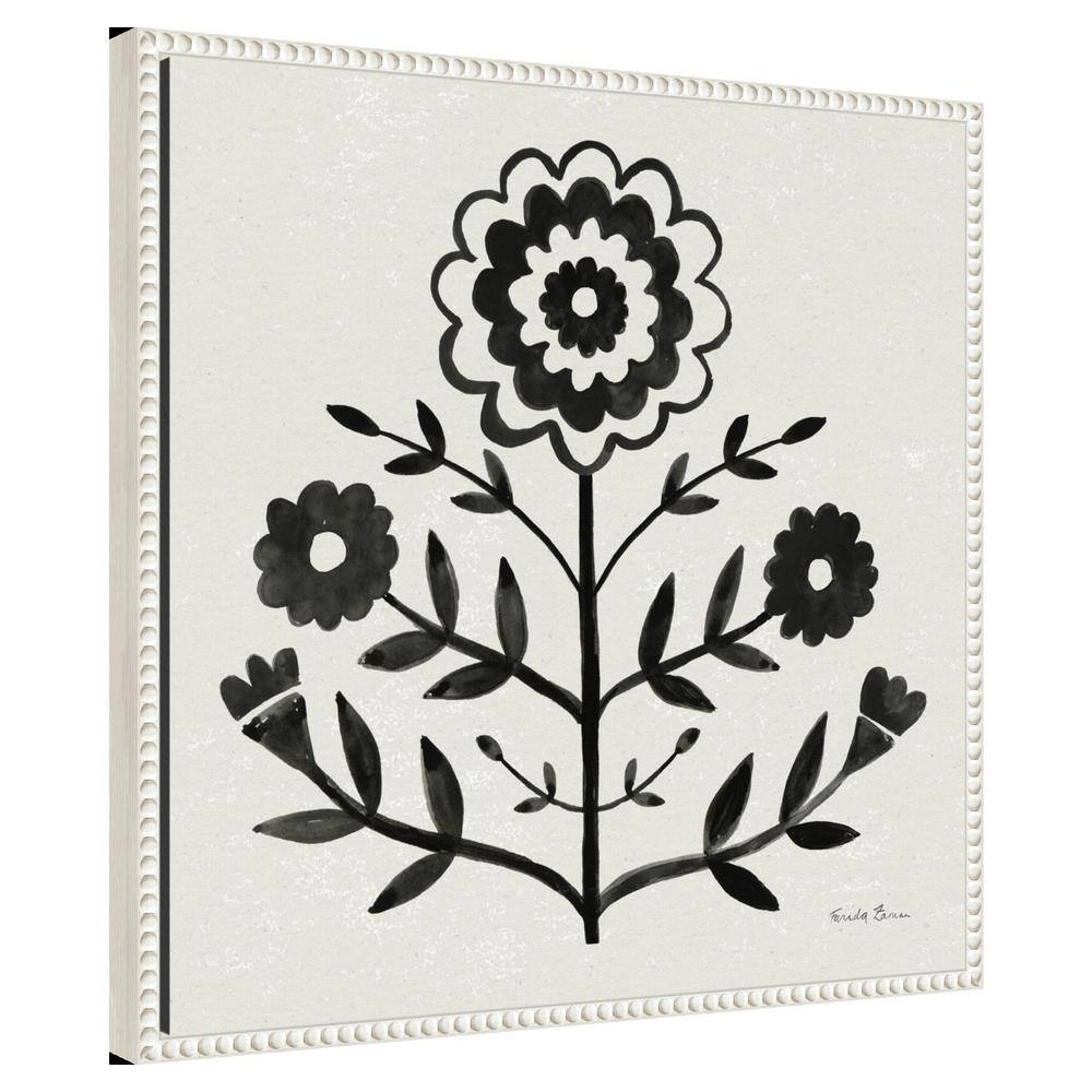 Black and White Botanic-Inspired Framed Canvas Wall Art