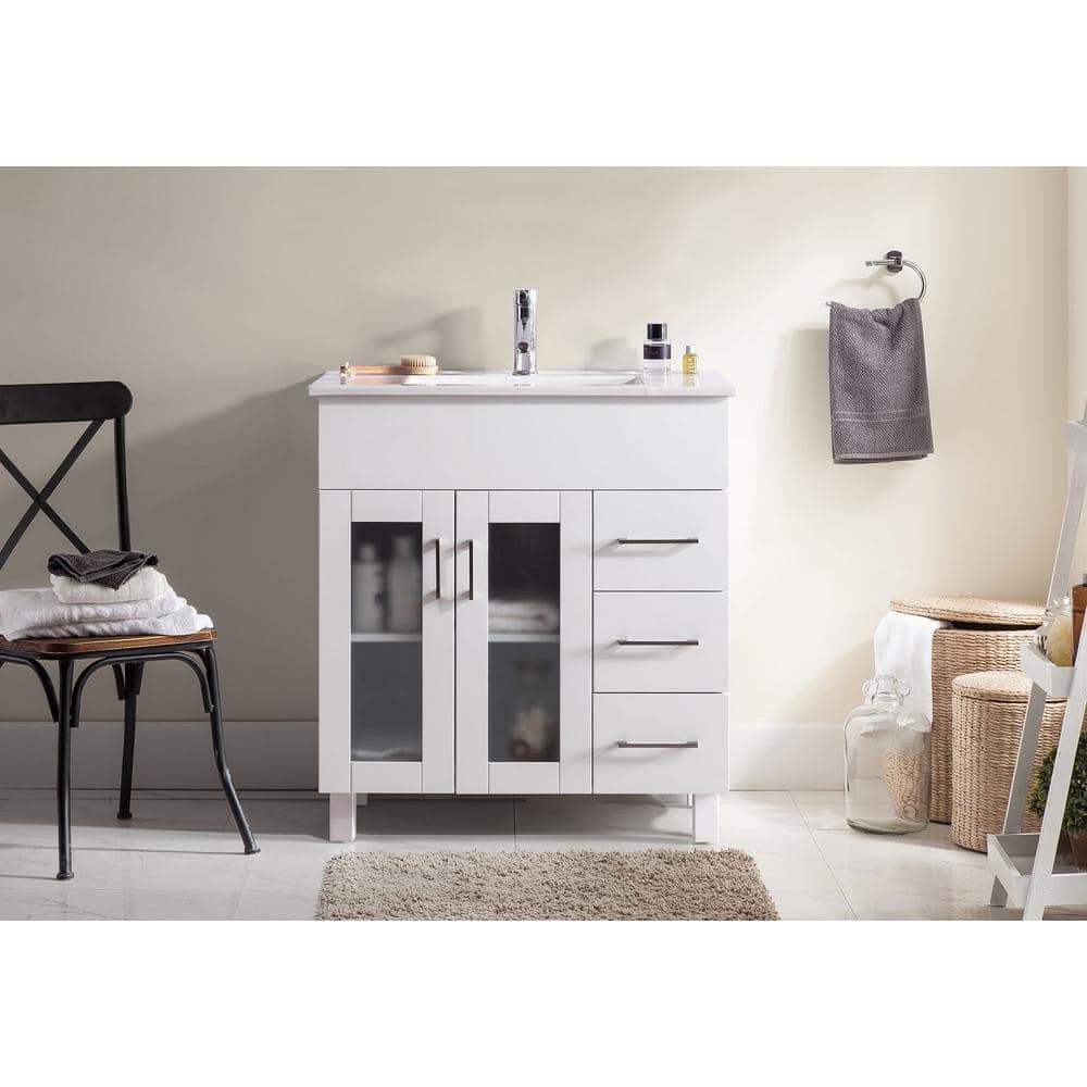 Nova 32'' White Ceramic Top Single Bathroom Vanity Set