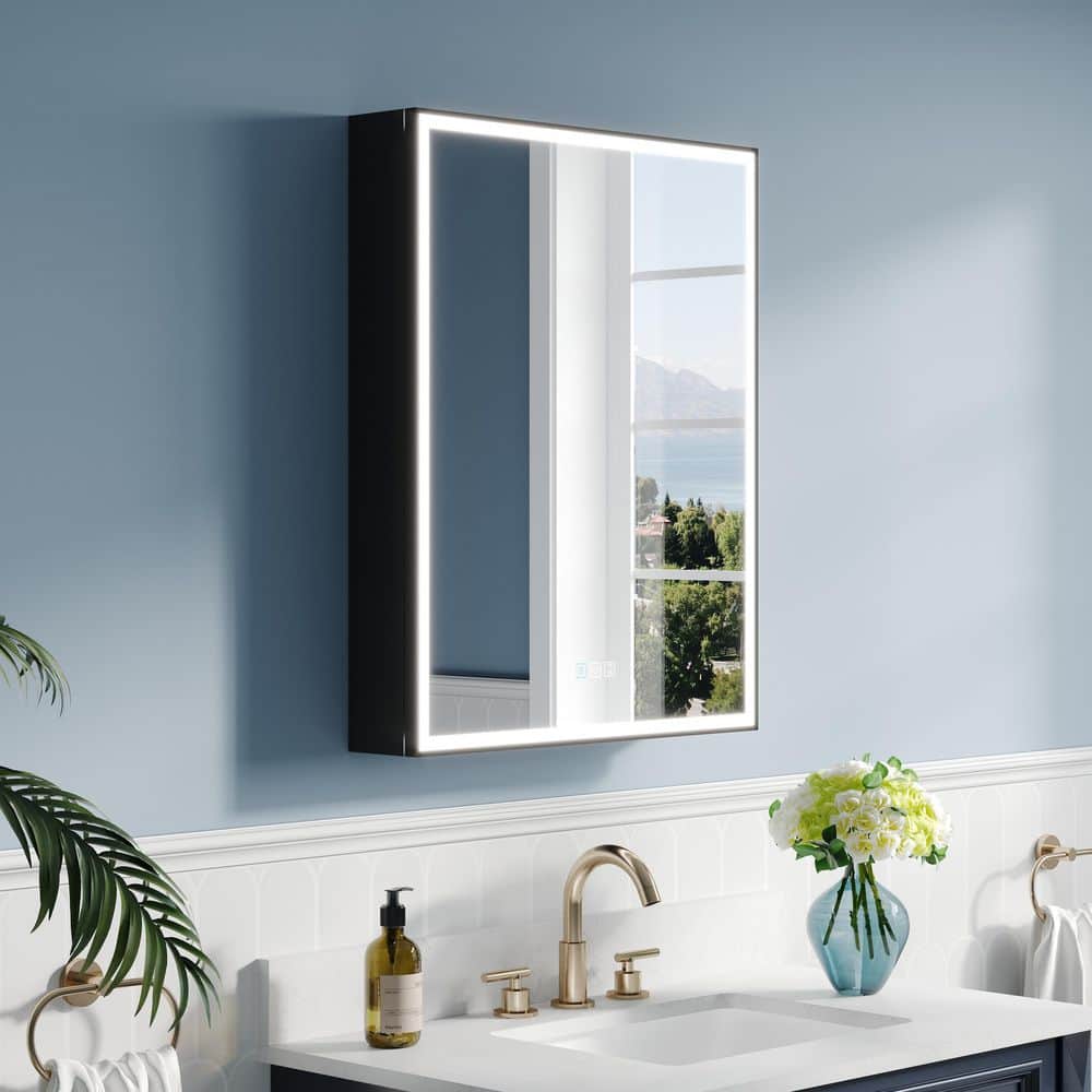 ANGELES HOME 24 in. W x 30 in. H Rectangular Black Aluminum