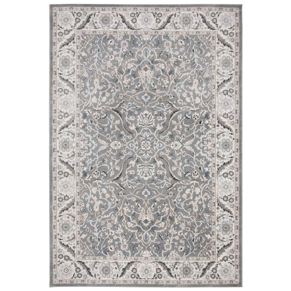 Elegant Isabella Grey Round Synthetic Area Rug, 4' x 6'