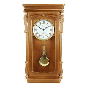 Golden Oak Chiming Pendulum Wall Clock