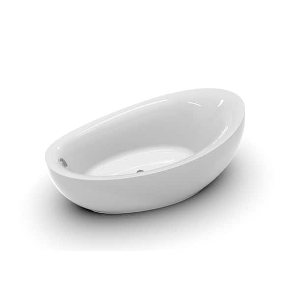 Abruzzo Leonardo 71 in. Acrylic Flatbottom Freestanding Bathtub in White