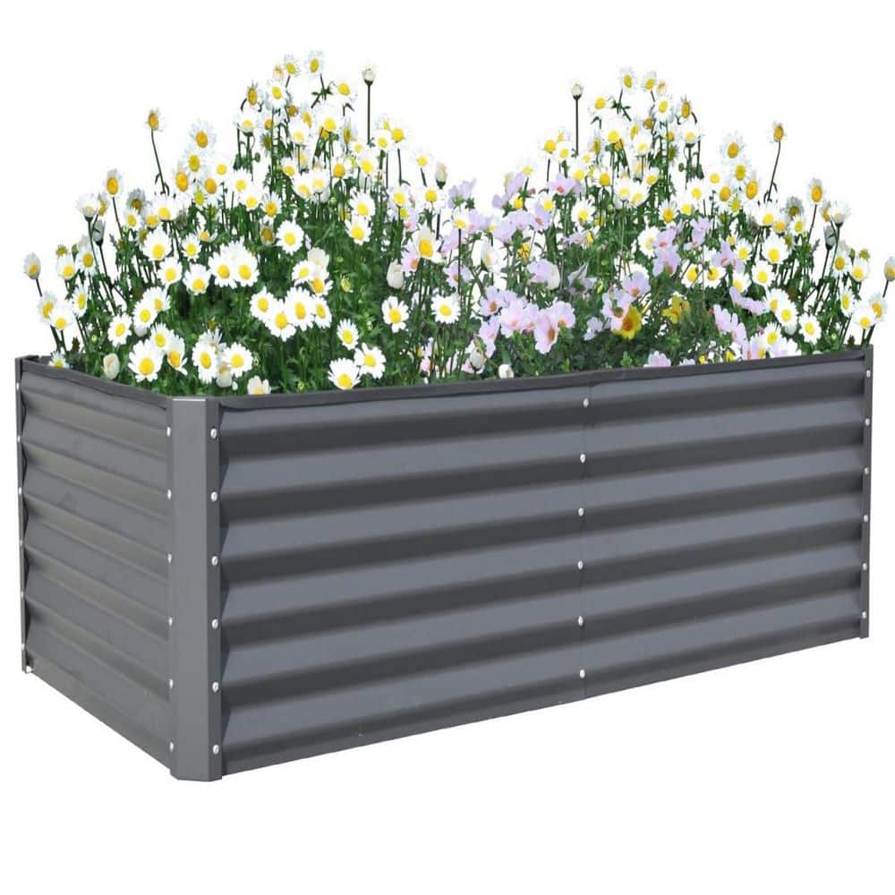 JOYRACER 6 x 3 x 1 ft. Galvanized Steel Raised Garden Bed, Large Metal Planter B