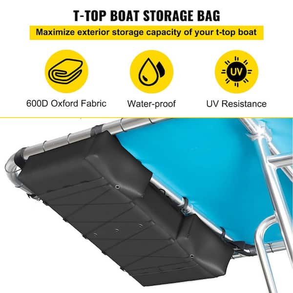 VEVOR T-Top Storage Bag, for 6 Type II Life Jackets, W A Boat Trash Bag, 600D Oxford Fabric Life Vests Storage Bag for Most T-Top Boats, Bimini Tops