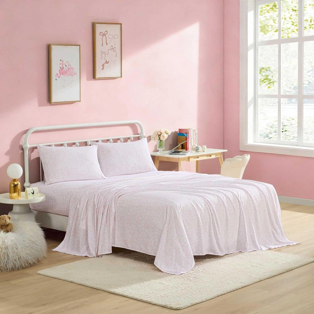 Butterfly Love 4-Piece Light Pink Microfiber Full Sheet Set price history on PriceWatchPro