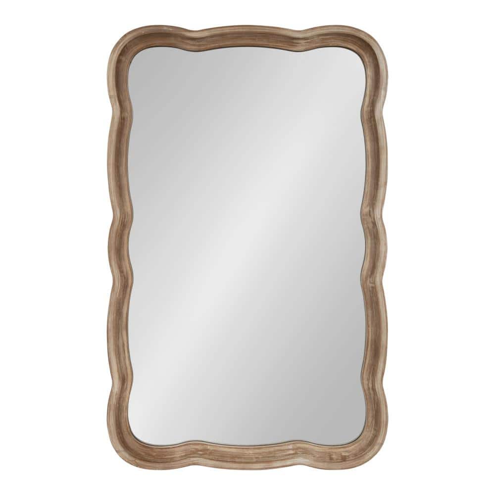 Hatherleigh 24" x 38" Rustic Brown Scalloped Wood Wall Mirror