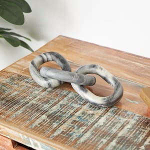 3 in. Gray Marble Geometric 3 Link Chain Sculpture