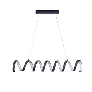 1 Light Aluminum Spiral Loop Modern Clear Ceiling Pendant with Adjustable Suspension Wire