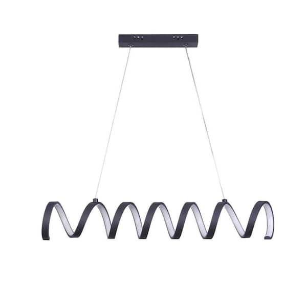 ORE International 1 Light Aluminum Spiral Loop Modern Clear Ceiling Pendant with Adjustable Suspension Wire