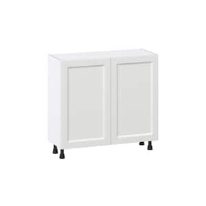 36 in. W x 14 in. D x 34.5 in. H Alton Painted White Shaker Assembled Shallow Base Kitchen Cabinet with 2-Doors