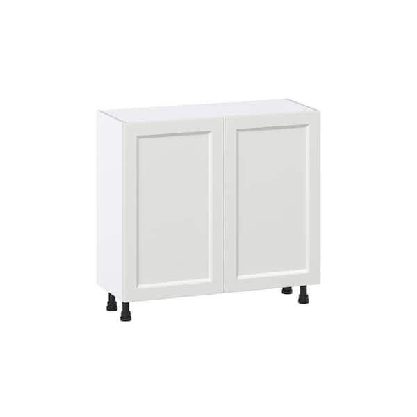J COLLECTION 36 in. W x 14 in. D x 34.5 in. H Alton Painted White Shaker Assembled Shallow Base Kitchen Cabinet with 2-Doors