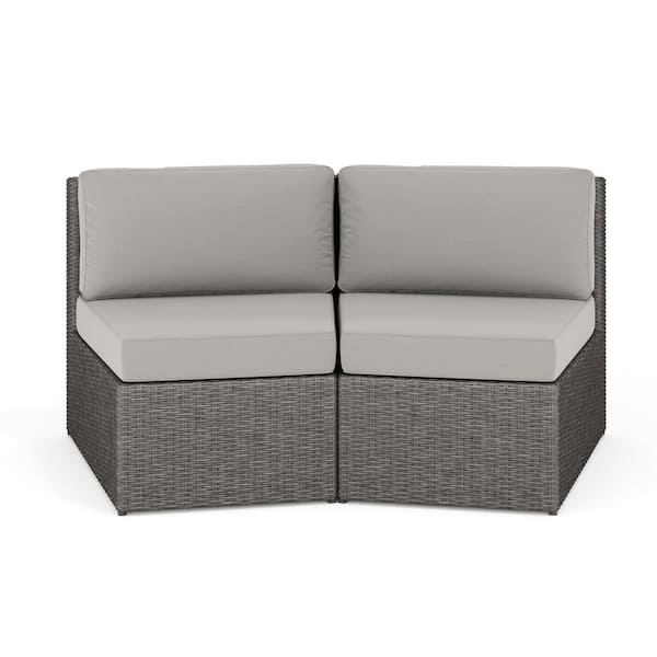 Gray Wicker/Rattan Outdoor Lounge Chair in Gray Set of 2